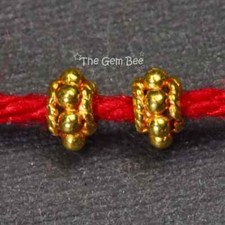 3.5mmx2mm 18k Solid Yellow Gold Fancy Bali Spacer Findings Beads Pair 2 