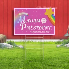 Madam President & Tim Yard SignHarris Walz 2024 Yard Sign, Vote for Kamala Harri