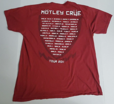 Motley Crue T-shirt Tour 2011 X-Large XL Red | eBay