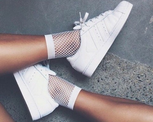White Fishnet Ankle Socks Sweet Sexy 