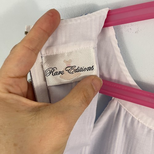 Rare Editions Girls 6 Embroidered Dress White Blue Striped Resort Summer Party - Picture 9 of 11