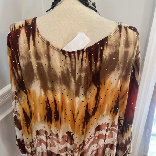 Essentials Women’s Tunic Top Bling 4X Liquid Knit Red Shimmer Shirt Boho NWT - Picture 7 of 8