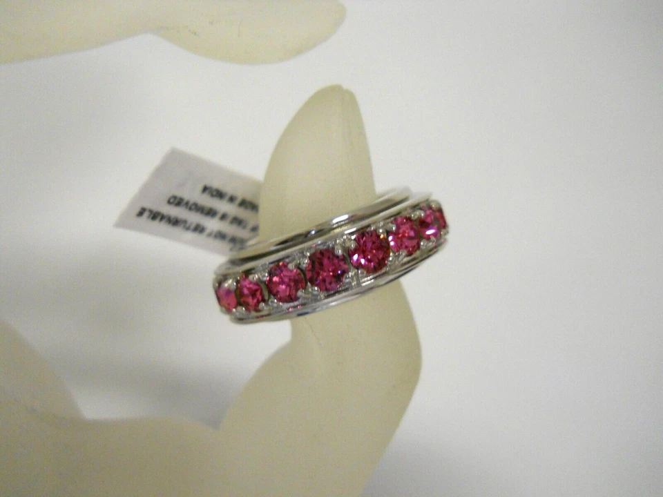 Anillo giratorio Karis genuino rosa cristales de Swarovski platino latón talla 6 #1005 Foto 3 de 4