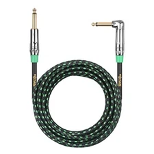 Clef Audio Labs  6.35mmTSto6.35mm TS Straight to Angled,/Green Braided -20F-1PK
