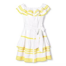 NWT Lisa Marie Fernandez Target White Yellow RicRac Off Shoulder Dress L NO BELT