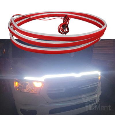 For Ram 1500 71'' Scan Start Up Car LED Hood Light Strip White Running Flexible