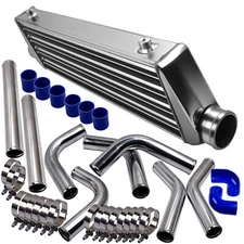Universal 2.5" In/Outlet  Intercooler &  Aluminum Pipe Piping KIt Blue Couplers