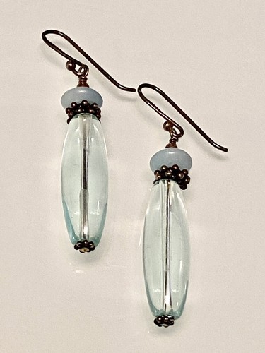 VINTAGE~SIGNED~AQUAMARINE~925 SS~DROP DANGLE EARRINGS~2.3”~EUC - Picture 5 of 12