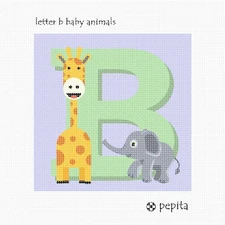 Letter B Baby Animals Needlepoint Kit or Canvas