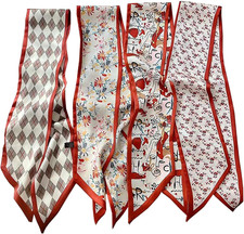 4 Pack Purse Scarf Bags for Women Handbag Scarfs Band Lightweight Skinny Hair Ne