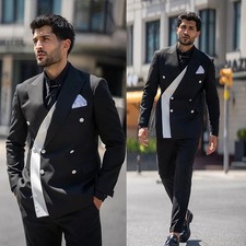 Business Men Suits Sets for Man Regular Fit Formal Peak Lapel Groom Prom Party