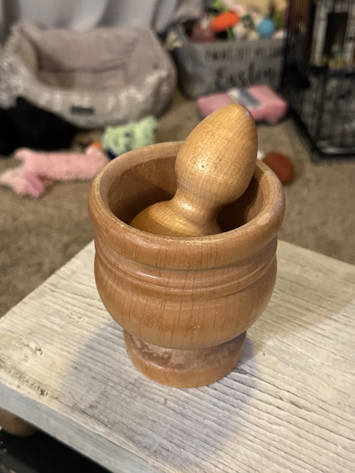 Vintage Large Wooden Mortar and Pestle
