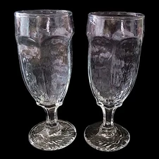 2 Libbey Chivalry Whisky Glasses MCM Textured Whiskey Optic Panel Clear RARE Vtg