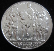 MDS DEUTSCHES REICH KAISERREICH DREI 3 MARK 1913 "BEFREIUNGSKRIEGE", SILBER #W