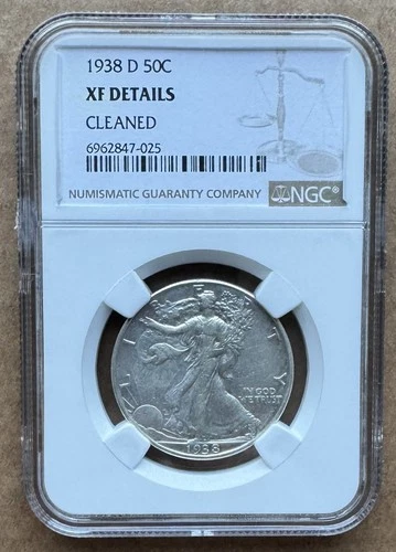 1938 D 50C NGC XF DETAILS 1938-D WALKING LIBERTY HALF DOLLAR SEMI-KEY DATE