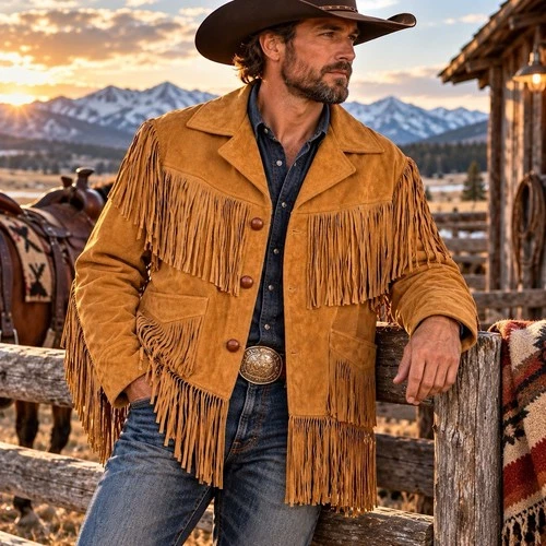 Vintage Schott Bros Rancher Suede Fringe Jacket Mens 46 Western Cowboy Leather - product listing photo