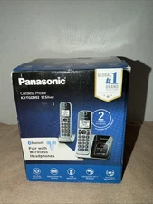Panasonic Expandable Cordless Phone System Bluetooth Call Block 2 Handset Silver