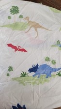 Pottery Barn Kids Dinosaur Twin Fitted Sheet White w Colorful Dinosaurs