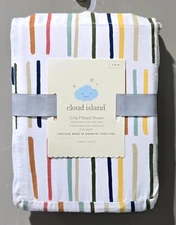 Cloud Island Fitted Crib Sheet Colorful Dash Marks 28" x 52" Fits to 6" Deep