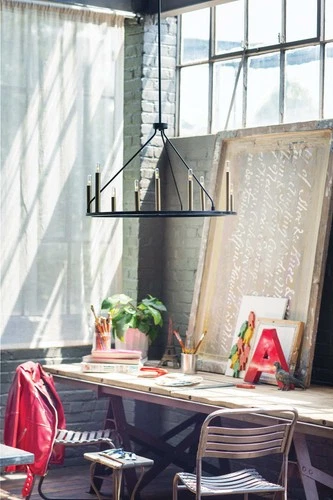 Lark 83159 Lazlo 12 Light 38"W Ring Chandelier - Black - Picture 2 of 9