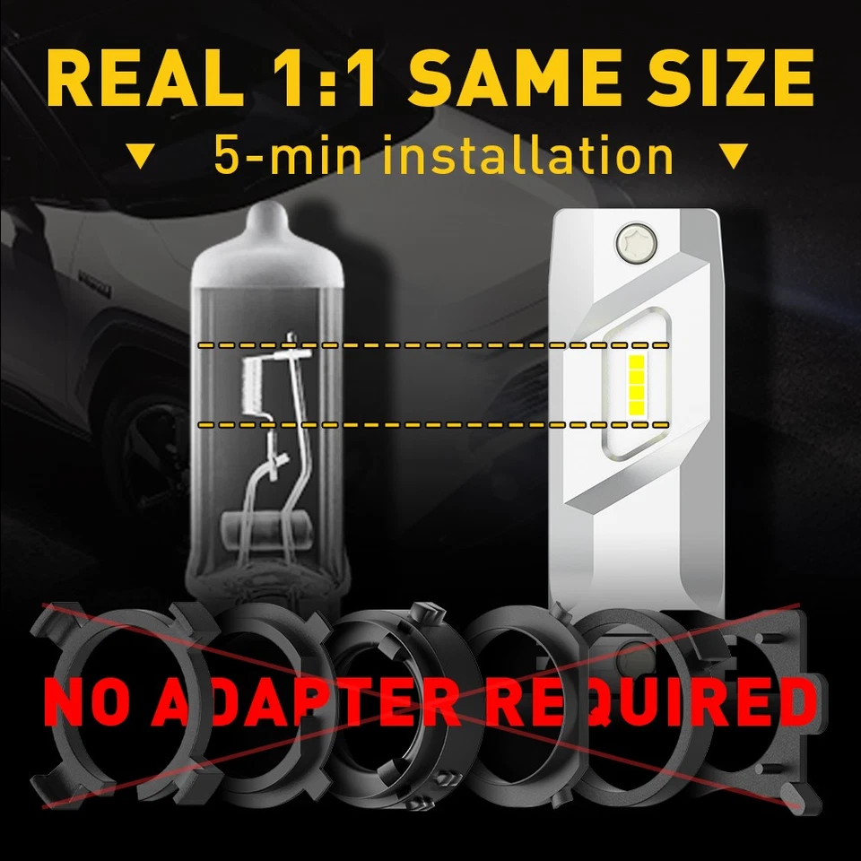 H7 LED Headlight Bulbs High/Low Beam 6500K Super Bright White Lights AUXITO 2/4X - Image 4 of 4