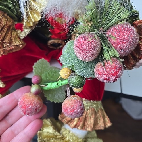 Charming Fairy Santa Claus Figurine Red & Green Velvet Wings Holiday Decor 22" T - Picture 3 of 6