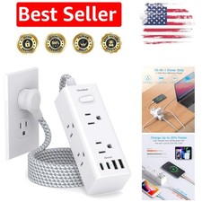 5ft Power Strip with Surge Protection  USB C Ports - Ideal for Home  Office