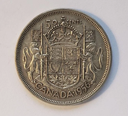 1956 CANADA SILVER 50 CENT - VF20 - QUEEN ELIZABETH II HALF DOLLAR