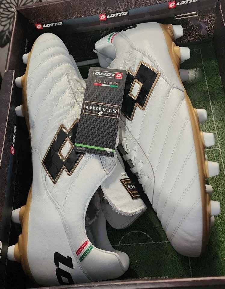 Lotto Stadio OG II FG Soccer Cleats Unisex 8.5 White Gold Leather 215017 8KQ Lotto Stadio OG II FG Soccer Cleats Men Size 11 #215017-8KQ  main image 4