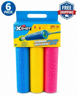 ZURU X-Shot Summer Splash Foam Water Blaster 6 Pack Pool Beach Outdoor Toy Set