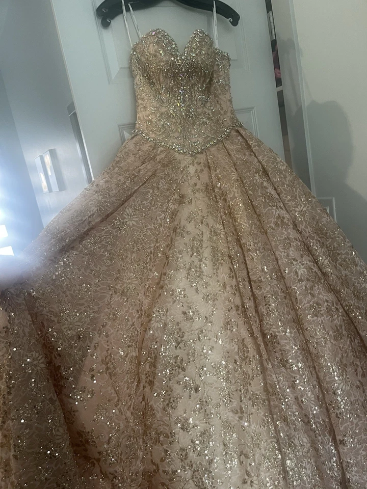 Cute Rose Pink and Gold Quincenera Dress with Bows Sleeveless - Image 4 of 4