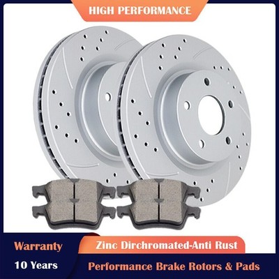 Fit Ford Focus C-Max VOLVO C30 S40 Front Slotted Rotors Discs Brake Pads Kits