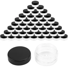 200 Pack 3 Gram Plastic Jars with Black Lids 3ml Plastic Makeup Sample Contai...
