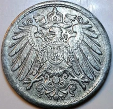 RARE ROTATED DIE MINT ERROR 1922 Germany 10 Ten Pfennig Crowned Imperial Eagle 