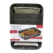 Ernesto Roasting Pan With Removable V Shaped Rack 2 Pc Set