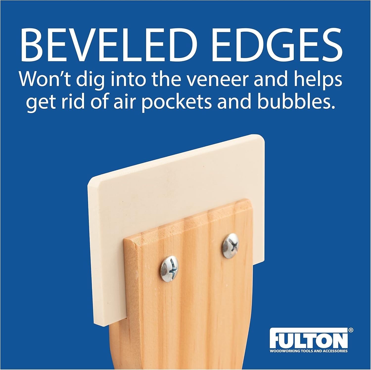 Veneer Scraper with Beveled Edges and Hardwood Handle for Applying Veneer