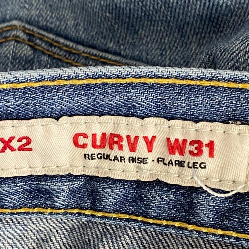 X2 Quality Denim Jeans Womens Size 4 Long Blue Curvy Flare Low Rise Med Wash - Picture 10 of 20