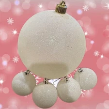 Lot Of 5 Vickerman White Christmas Tree Ornaments 4in And 15in 