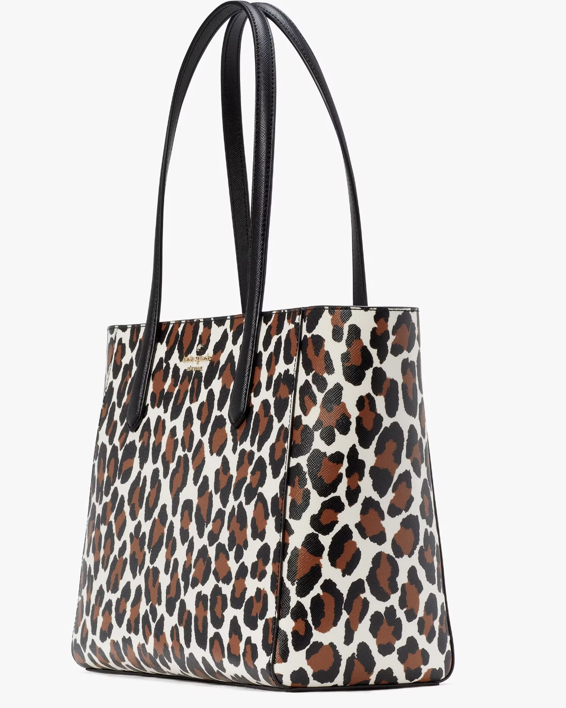 Nuova borsa media Kate Spade Staci maculata leopardo saffiano naturale multi