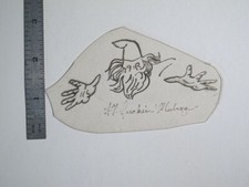 vtg 1960s 1970s Tattoo Flash acetate stencil Hands and Head Wizard signed WIZ