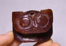 4CM China Hongshan Culture Old Jade Fengshui Cicada Beast Head Amulet Pendant