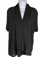 H. by Halston Short Sleeve Black Twisted Bottom Top Women’s Size Medium 