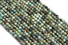 3MM Genuine Natural Green African Turquoise Beads AAA Faceted Round Beads 15"