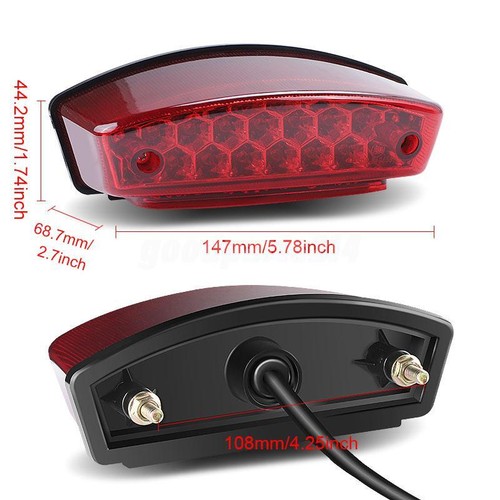 Universal Motorcycle Red LED Tail Light Rear Brake License Number Plate Lamp 12V - Picture 6 of 9
