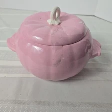 Vintage Hoenig of California~Ceramic Pottery Pumpkin Crock w/ Lid~Pink