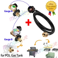 6FT Propane Adapter Hose LP Tank 20lb Converter For QCC1 Type1 Gas Grill +Gauge