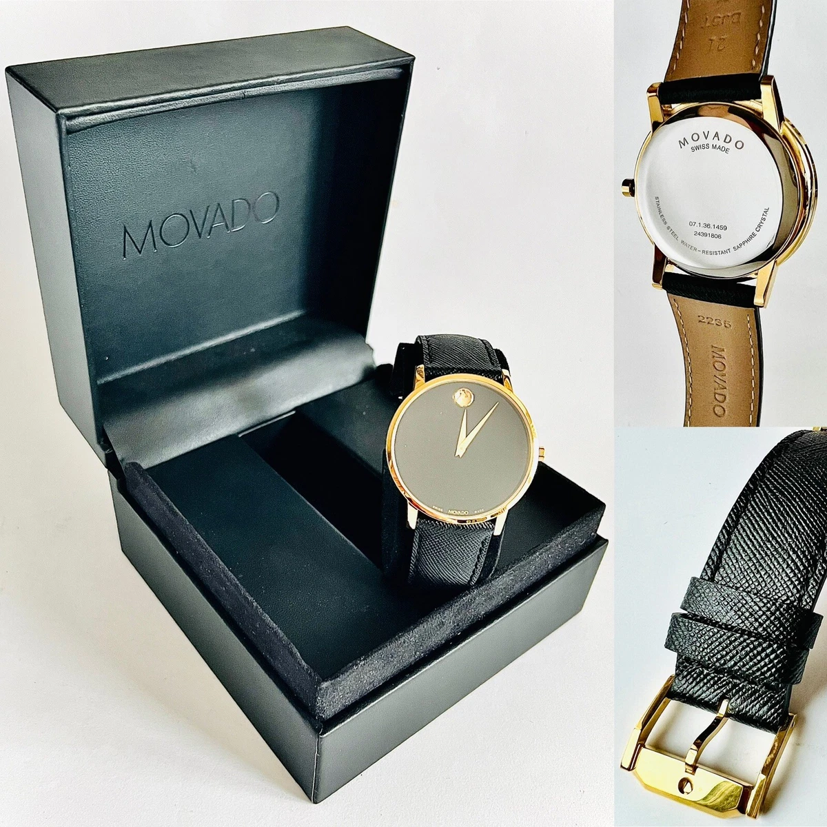 Gents Swiss Movado Museum Wrist Watch in Original Velvet Lined