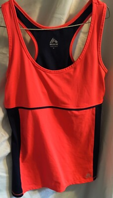 Reebok Play Dry Women's Running Tennis Workout Tank Top M pre owned pink/navy