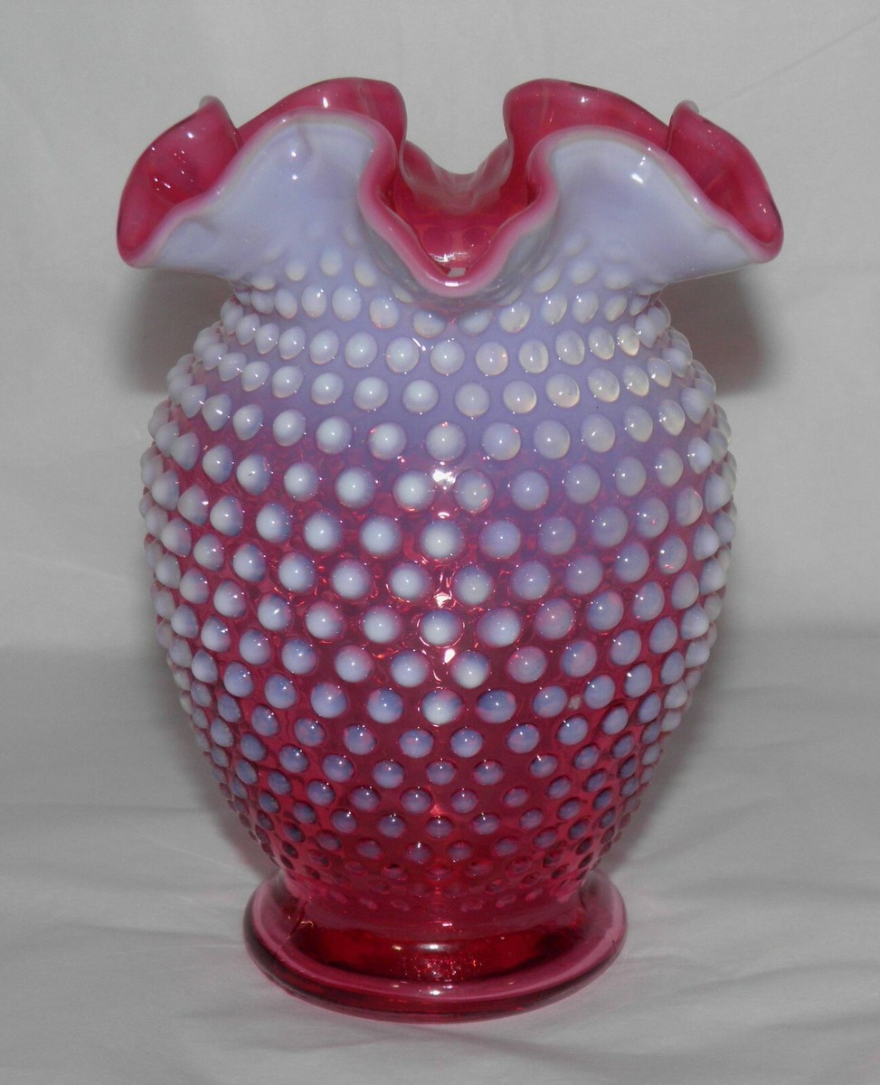 Vintage FENTON CRANBERRY OPALESCENT HOBNAIL 6