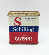 Vintage McCormick Schilling Ground Cayenne Spice Tin San Francisco Baltimore Red